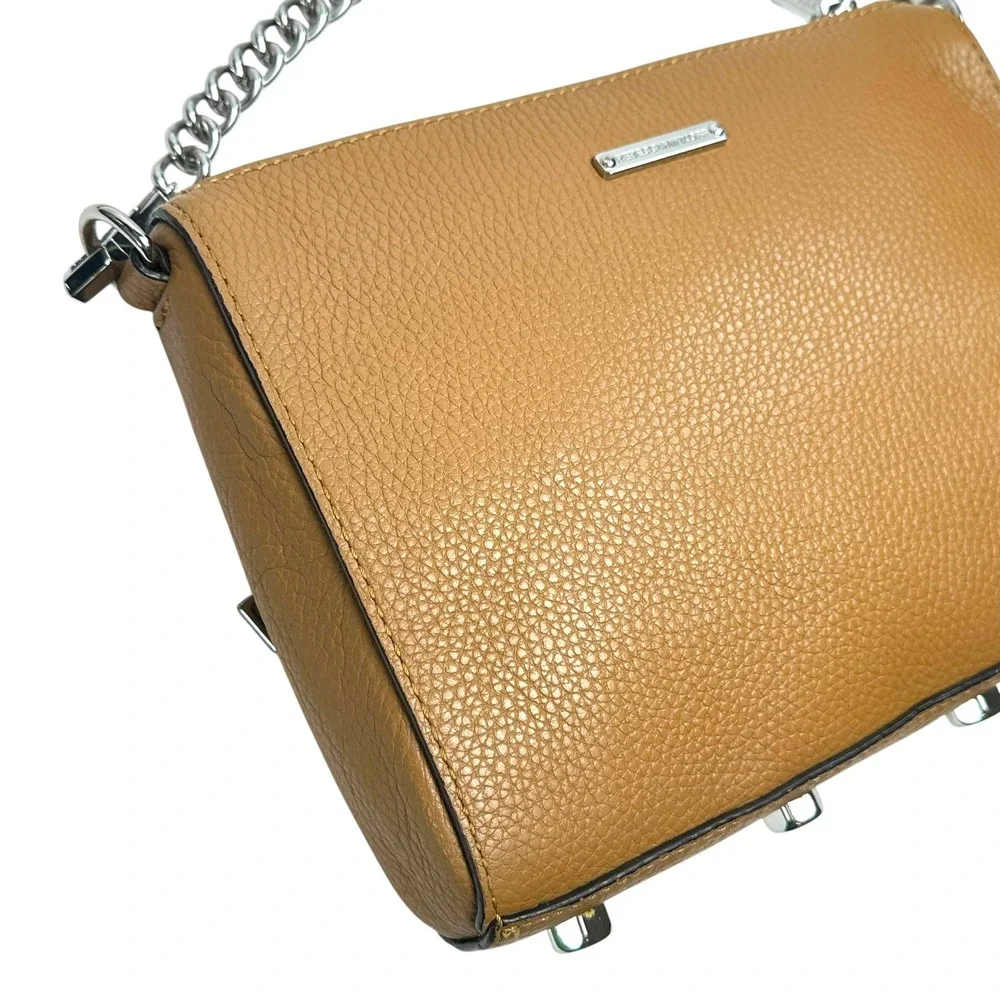 Rebecca Minkoff‎ Bag Mini 5-Zip Crossbody Pebbled Leather Almond Tan Mini Rocker